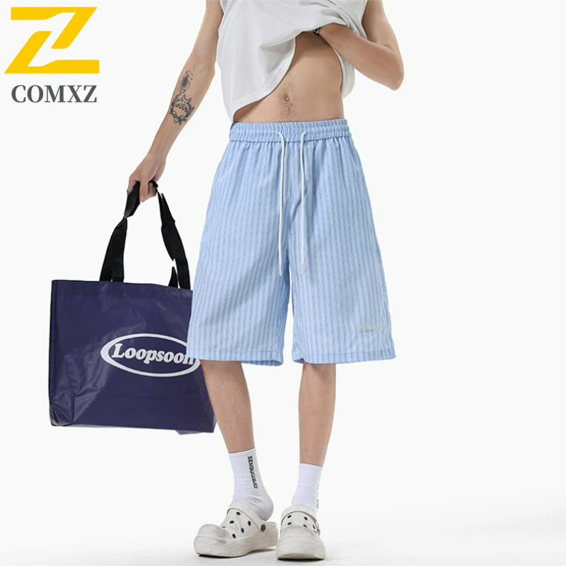 Japanese Striped Shorts Men's Summer 2025 New Y2K Street Drawstring Elastic Waist Loose Shorts Women's Gym Casual Bermuda Shorts