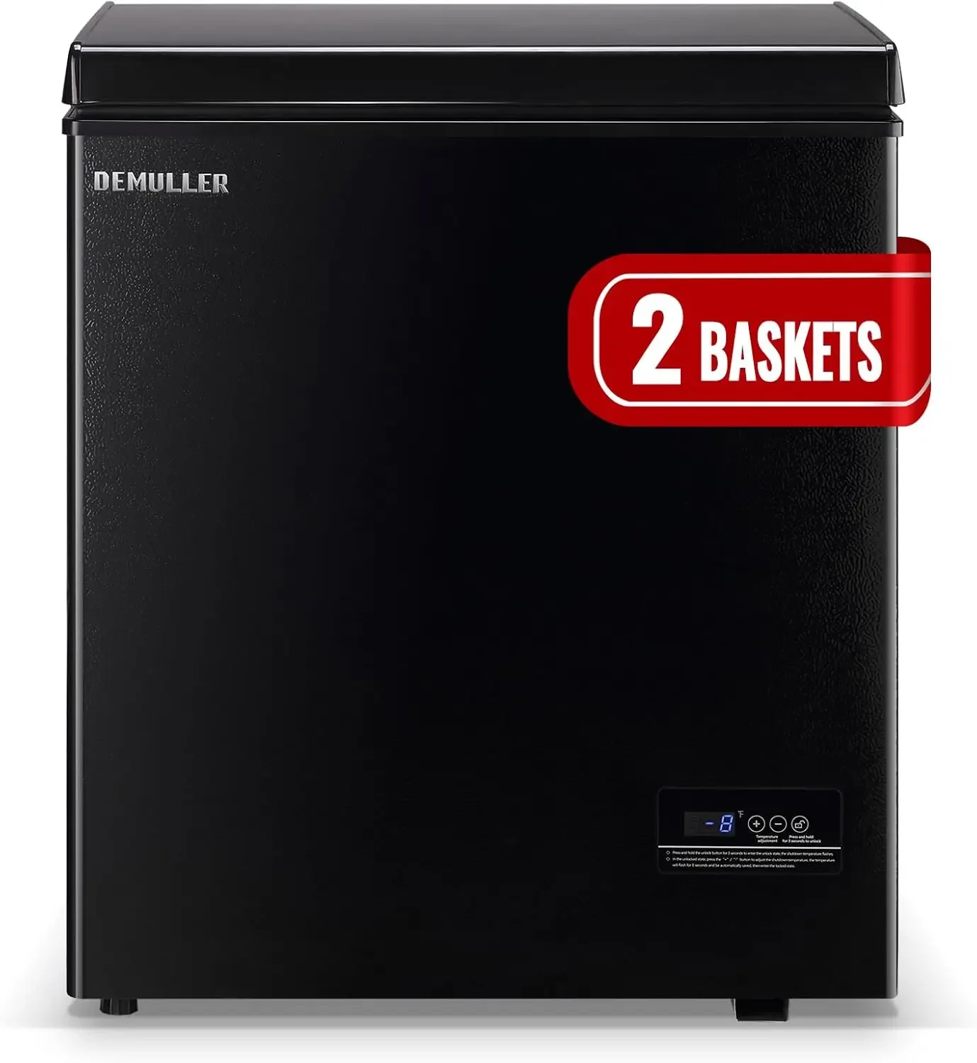 Chest Freezer with Electronic Control Deep Freezer Freestanding Freezers with 2 Removable Stainless Steel Basket Mini