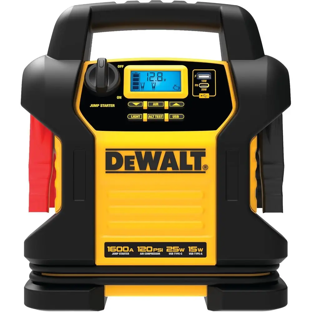 

DXAEJ14-Type2 Digital Portable Power Station Jump Starter - 1600 Peak Amps with 120 PSI Compressor, AC Charging Cube, 15W USB-A
