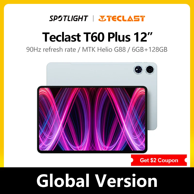 【World Premiere】Teclast T60 Plus 12" 90Hz 2K Display Android 14 L1 MTK Helio G88 6GB/128GB 8000mAh Battery 4G LTE Global Version