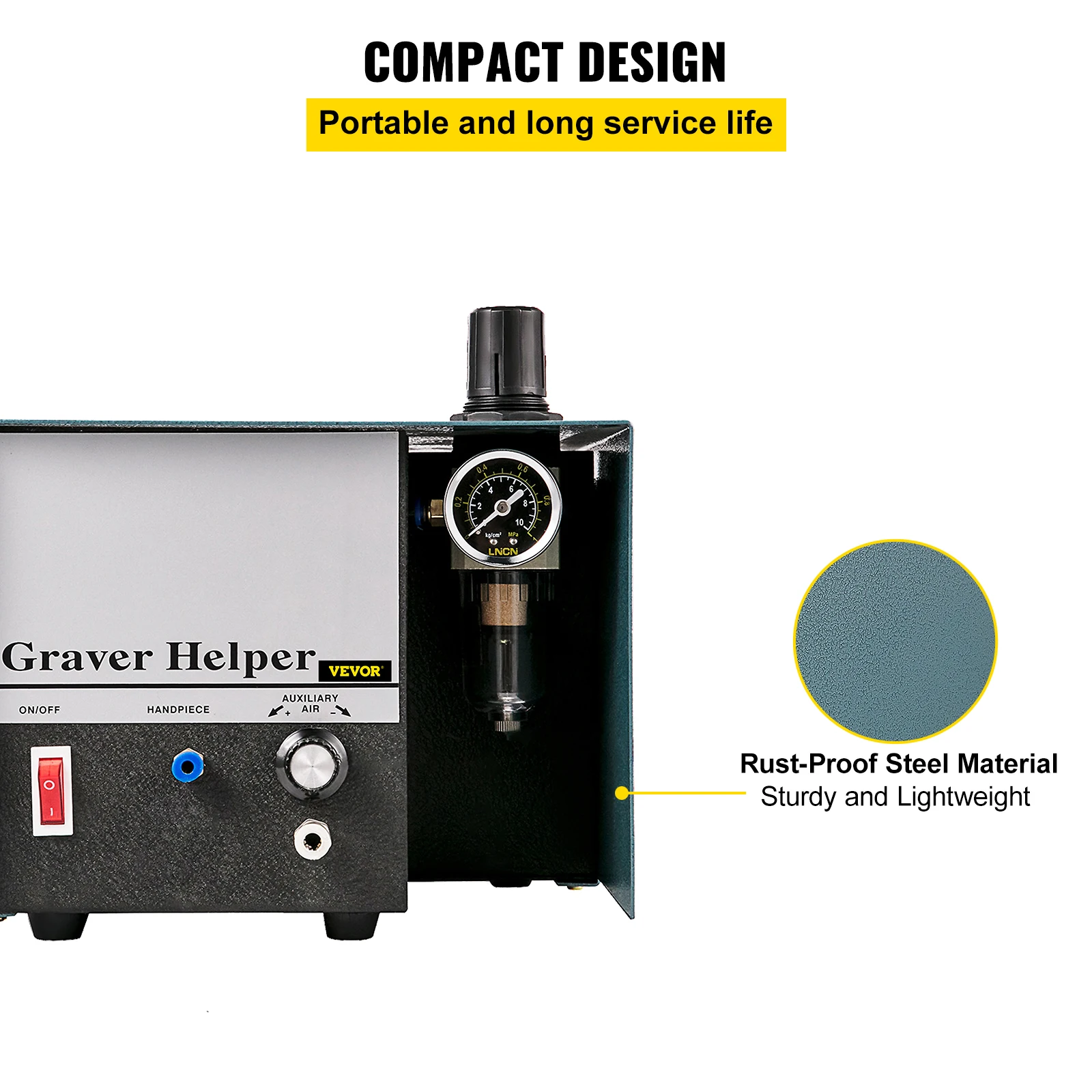 VEVOR Pneumatic Engraver Single Ended 1400RPM Jewelry Pneumatic Impact Graver Engraving Machine for Carving Mosaic DIY Craft