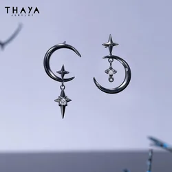Thaya Original Design Star and Moon Earrings S925 Silver Needle Studs Earring For Women Vintage Earring Fashion Crystal Jewelry