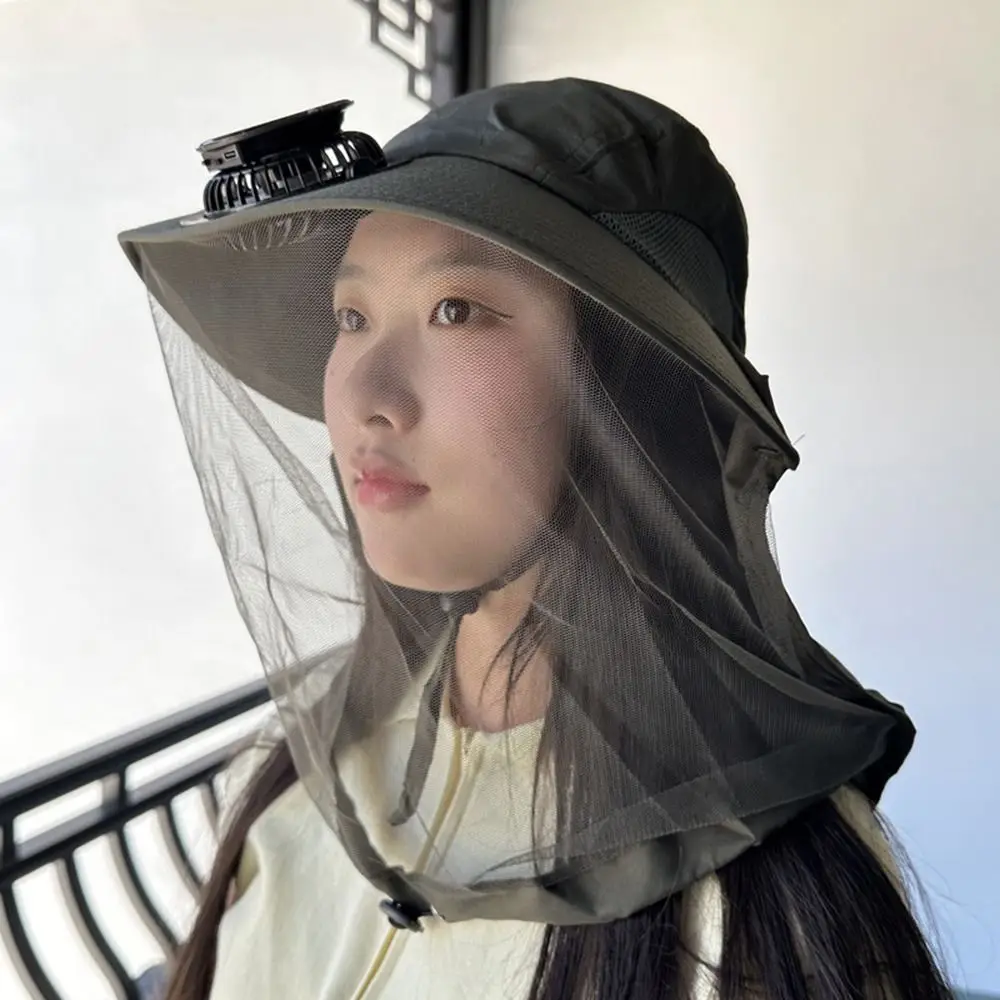 

Creative Wide Brim Solar Powered Fan Hat Breathable Anti UV Sunshade Cap Quick-dry USB Charging Mosquito-proof Hat Summer