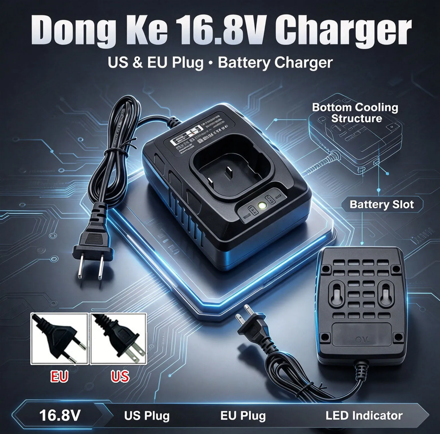 Lithium Battery Charger 16.8V For Dong Ke Square Base Dedicated Electric Charger Lithium Battery Electric Tool Base Charging