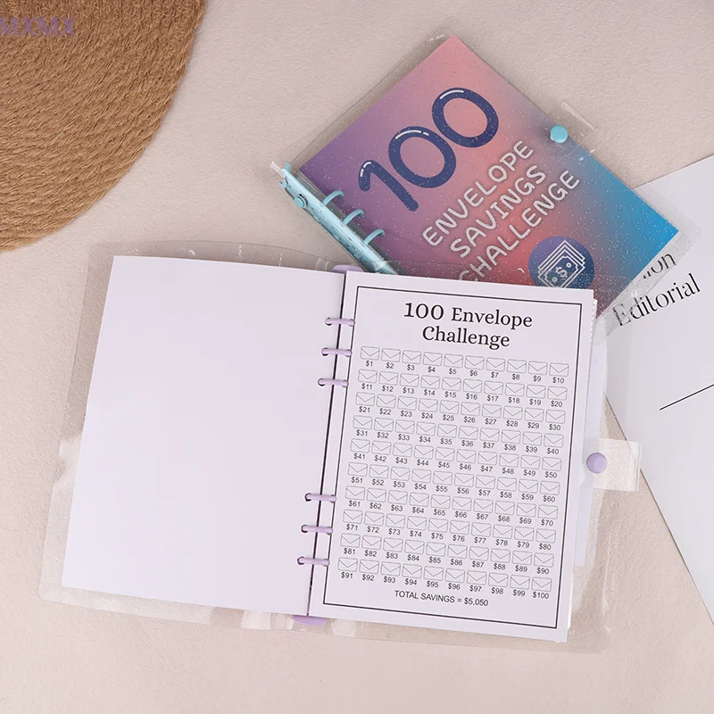 100 Days Envelopes Money Saving Challenge Binder Album Budget Storage Book Savings Planning Book With Cash