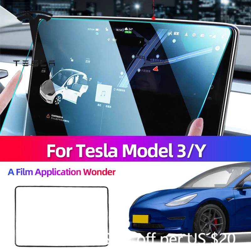 

Наклейка на автомобиль для Tesla Model Y Model 3 2020-2026: Защитная пленка для экрана, пленка для рамки, аксессуары для модификации интерьера, инструменты