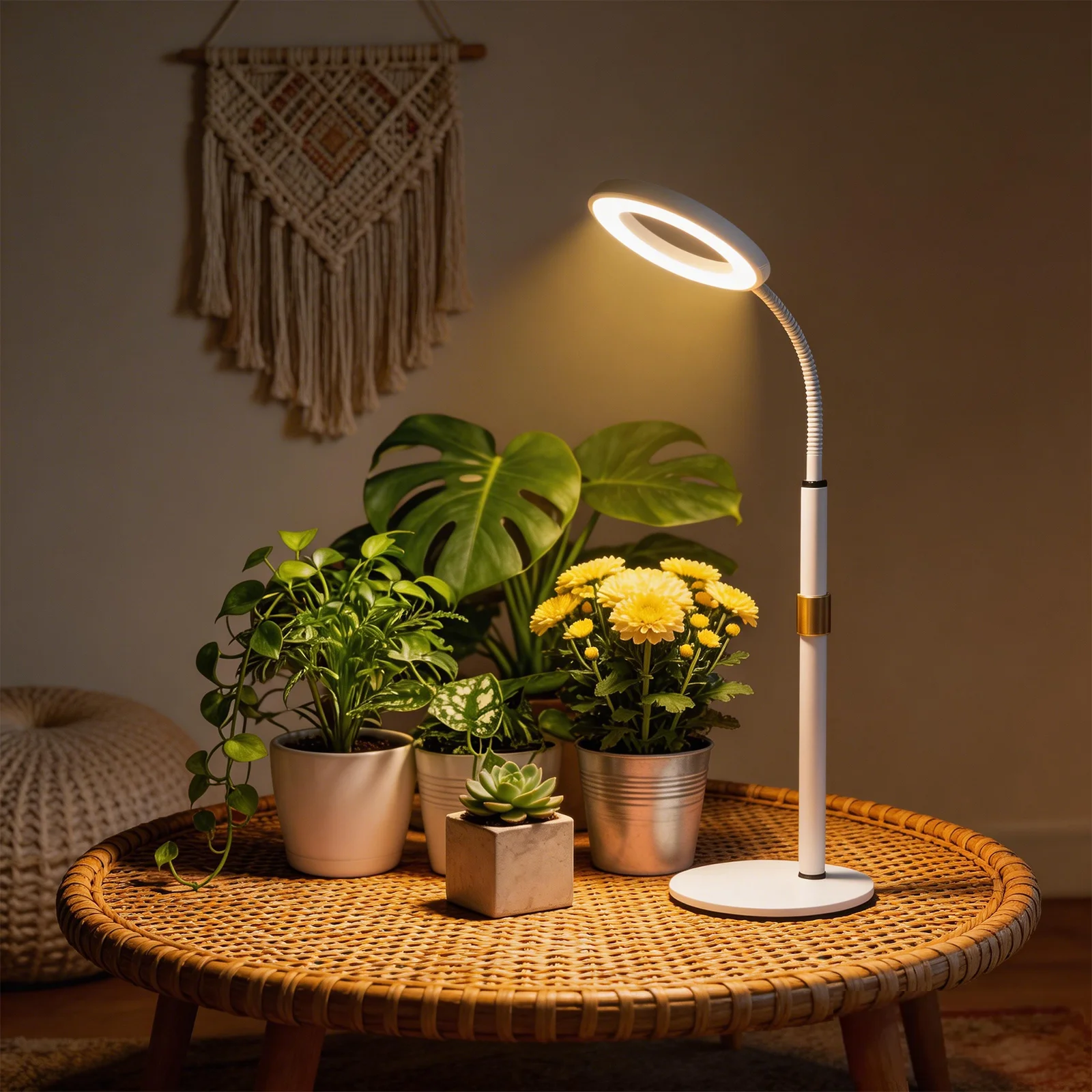 

Full Spectrum Desk Grow Lamp with Auto Timer 3/9/12H & 10 Dimmable Levels, Adjustable Gooseneck LED Plant Light for Indoor Plant