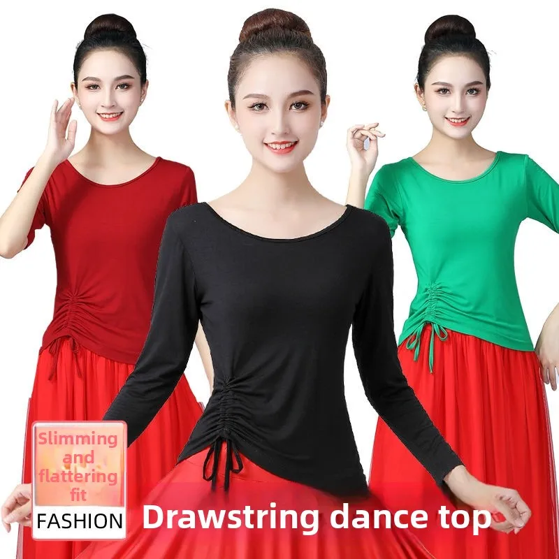 

Mod ort Sve round Ne T-irt Women's Dance Clothes Square Dancing orm Cotton Material Spring Summer Faion