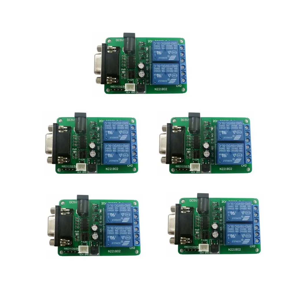 

1PCS/5PCS DC 5V 7.5V 9V 2Ch RS232 Relay Board Remote Control USB PC UART COM Serial Ports