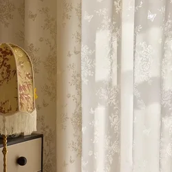 NH4241 cream color light luxury curtain yarn curtain light transparent living room window screen