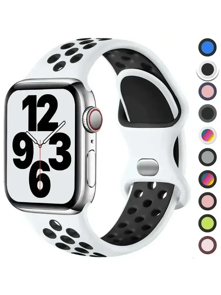 Strap For Apple Watch Band 49mm 44mm 45mm 42mm 41mm 38mm 40mm correa Silicone sports bracelet iwatch 8 SE 7 6 5 Ultra 49mm