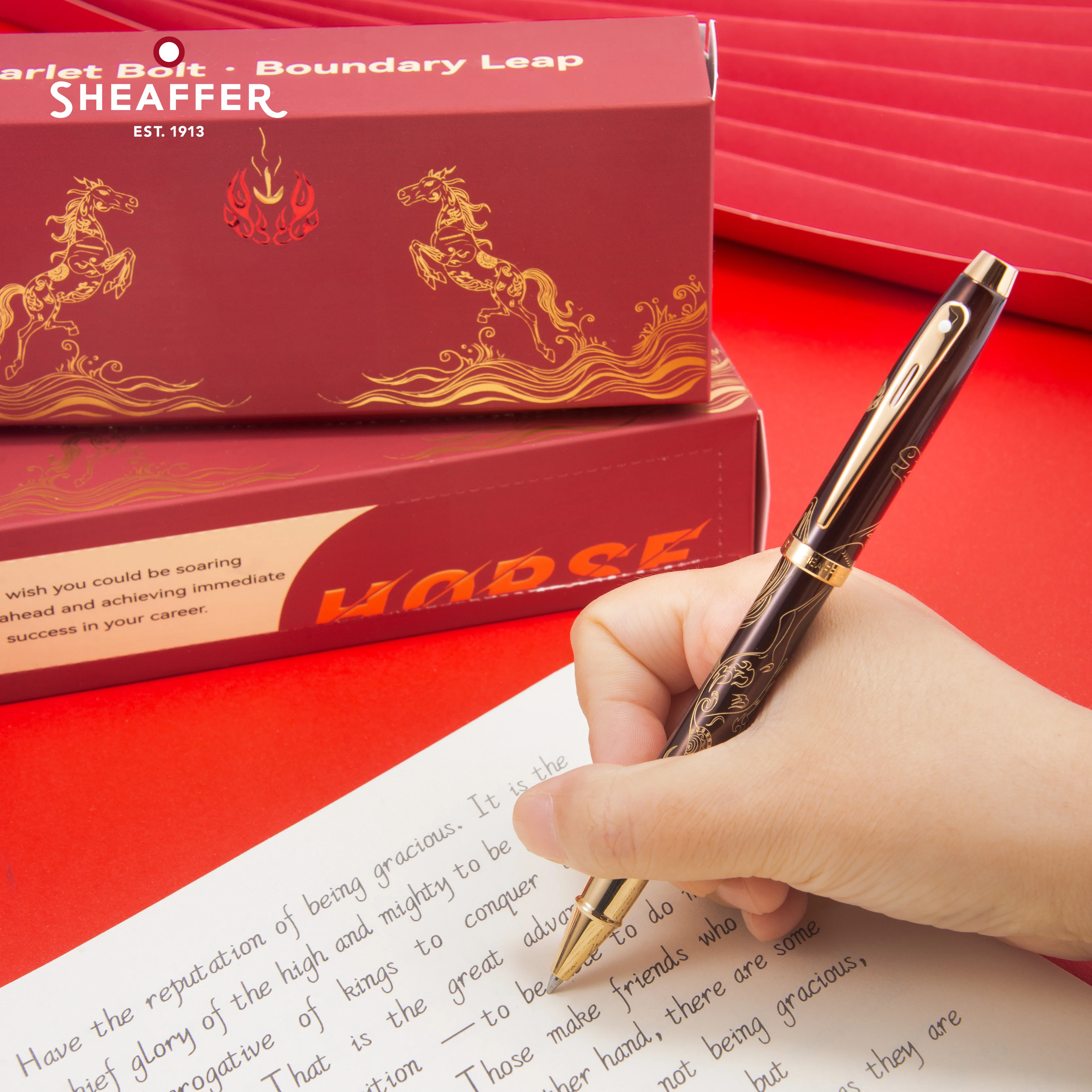 sheaffer-100-zodiac-annee-du-cheval-«-Eclairs-rouges-»-–-instruments-d'ecriture-haut-de-gamme-dans-un-coffret-cadeau-pour-collectionneurs