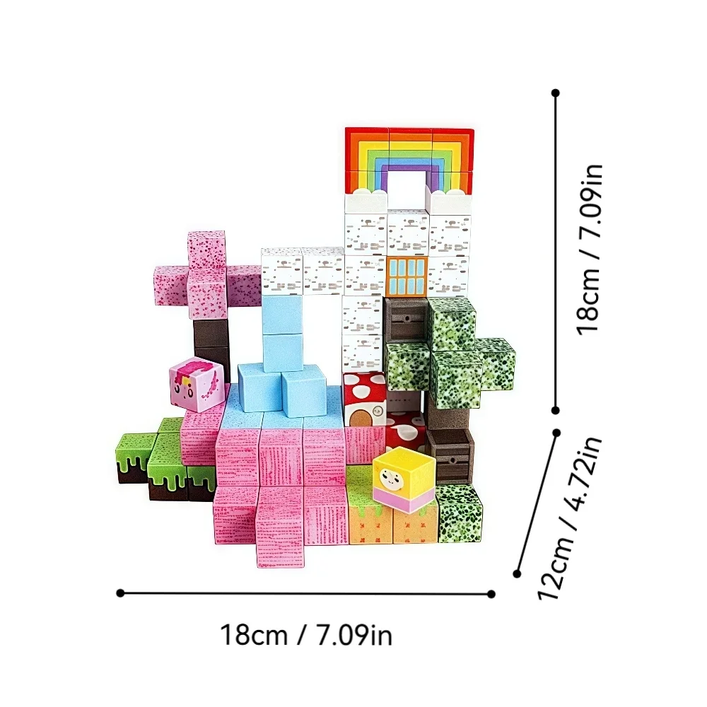 Magnetischer Block-Baustein MY World Girl Regenbogen-Bauset mit verschiedenen Kombinationen, DIY-Lernspielzeug, Geburtstagsgeschenke