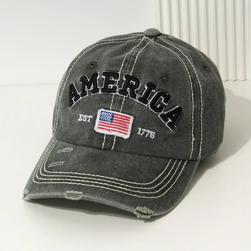 Men's women's European and baseball , fashionable AMERICA American flag 1776 duckbill caps, retro sun hats for