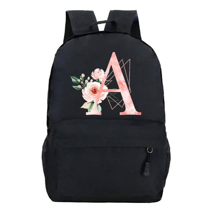 Back To School Backpacks Trend Graphic Flower Alphabet Harajuku Fashion Trend Outdoor Travel Backpack Zipper Laptop Bagpack