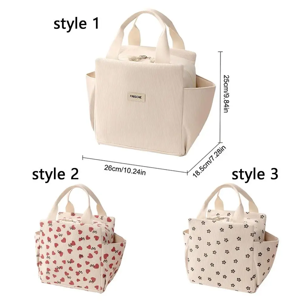 Große Kapazität Cord Lunchtasche Herz Tragbare Kühltasche Wärmedämmung Wärmedämmung Lunchbox Picknick Ausflug