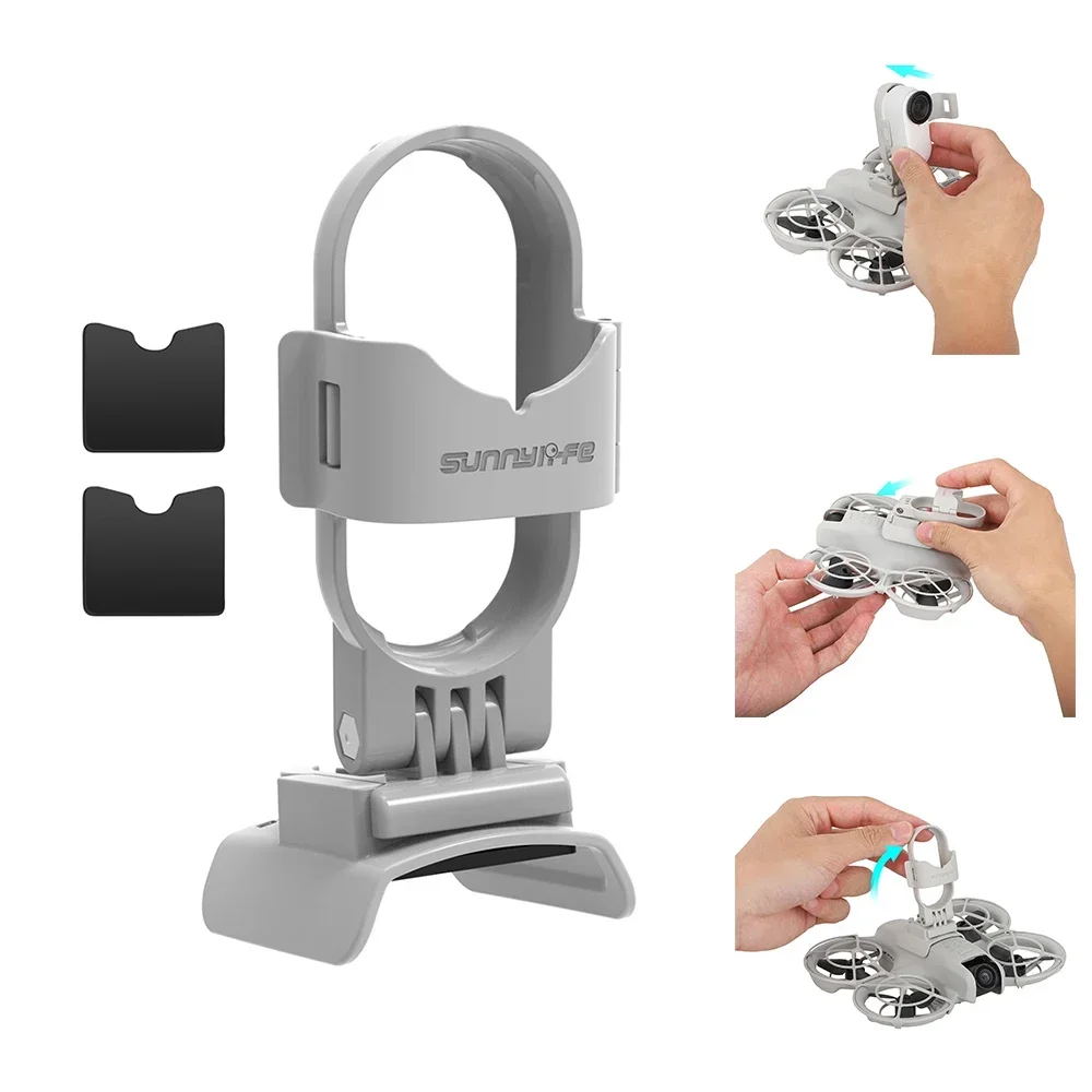 O sunnylife montagem ajustável para dji neo adaptador à prova de choque base suporte câmera de ação montagem drone acessórios compatibilidade