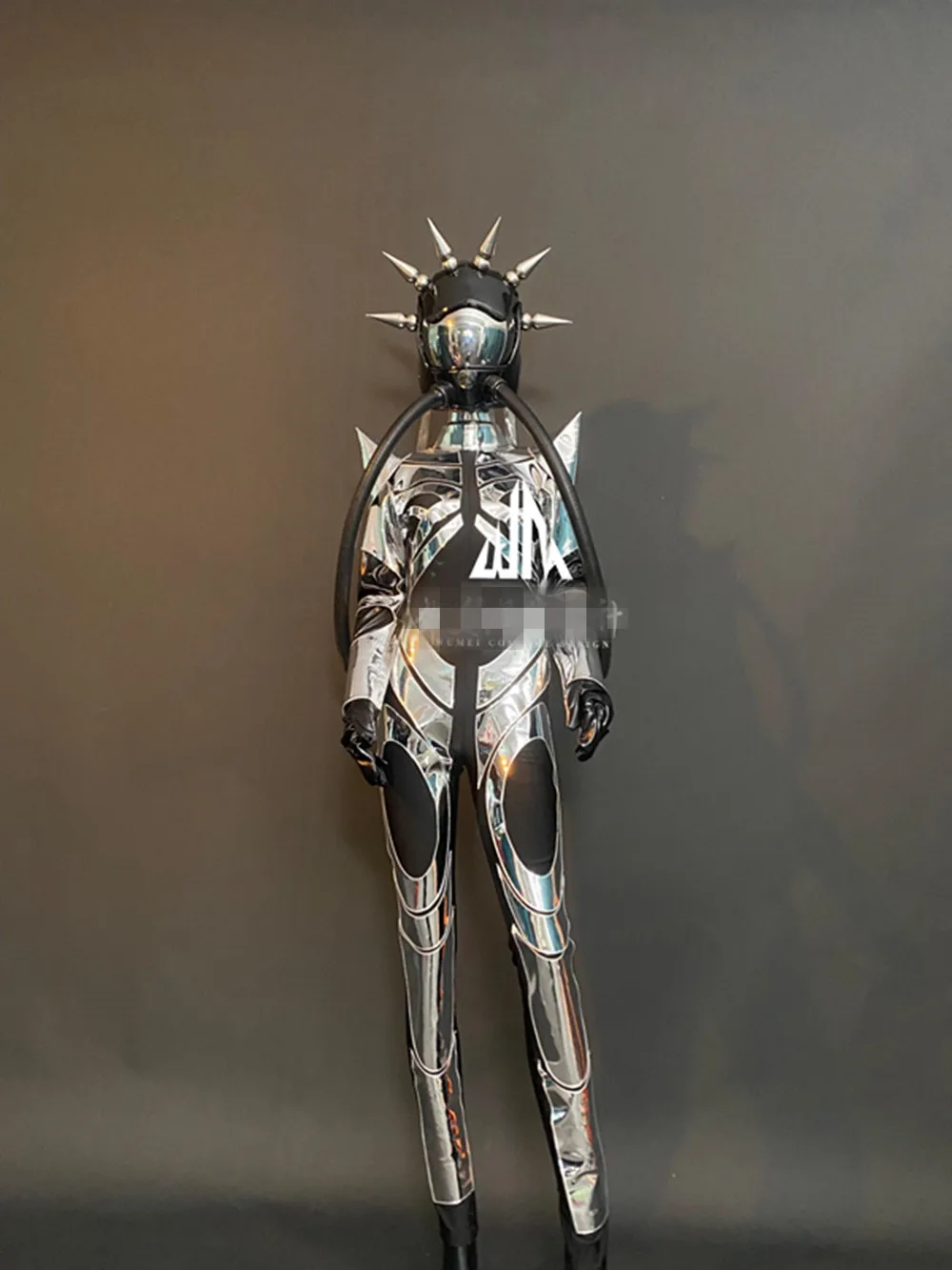 Drag Queen Outfit Silver Space Armor Suit Nightclub Gogo Performance Clothing Carnival Festival Party Show Clubwear Stage Wear