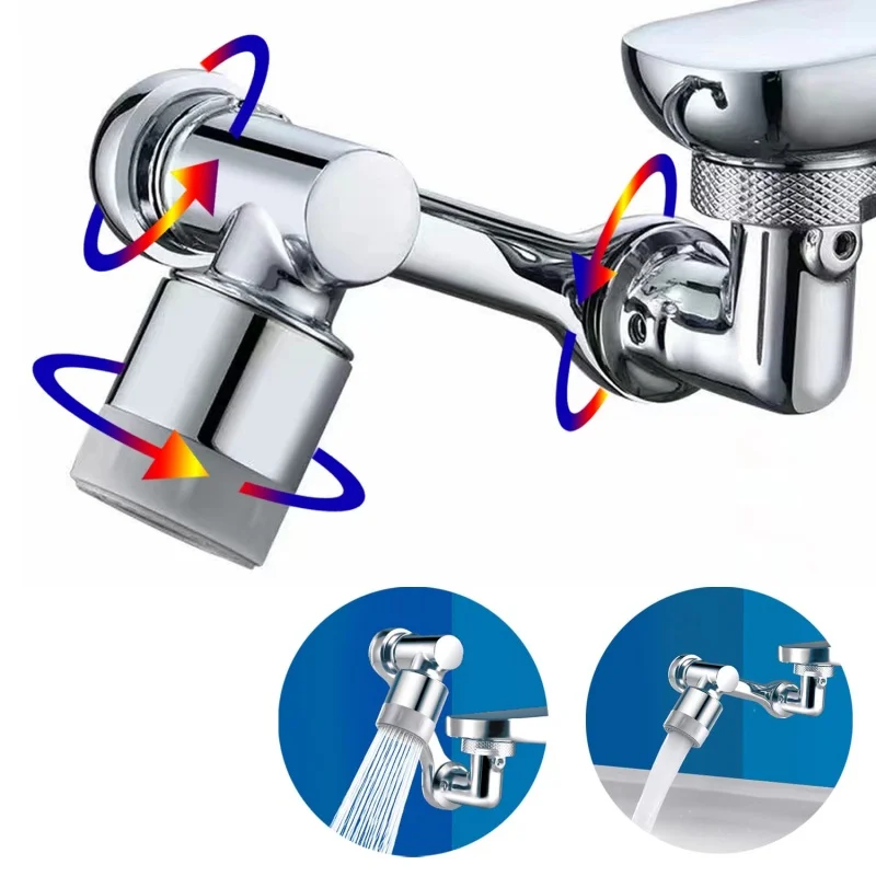 Stainless steel Robotic Arm Extension Faucet Aerator 1080 °Swivel 2 Modes Water Tap Nozzle Faucet Extender Kitchen Mixer Aerator