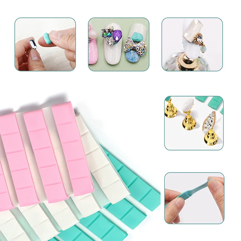 30/42/84/96PCS Nail Adhesive Glue Clay Reusable Tacky Gel for Nail Art Practice Stand Display Holder False Tips Manicure Tools