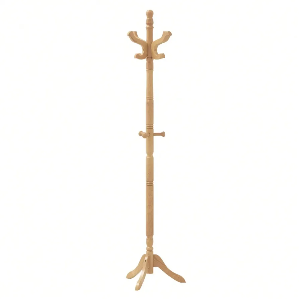 

Solid Rubber Wood Coat Rack With 3 Adjustable Heights And 11 Hooks For Hallway