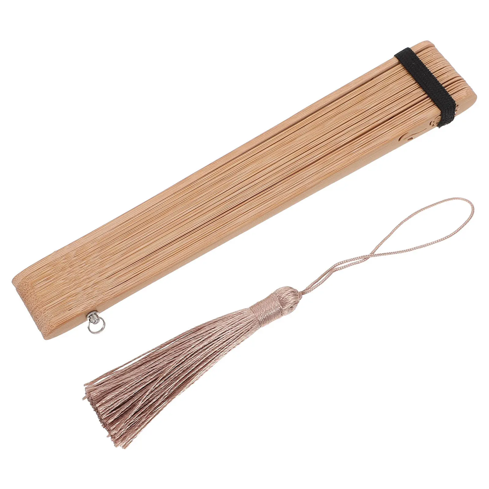 Vintage Chinese Bamboo Folding Fan with Tassel Elegant Handheld Fan for Women Wedding Decor Cosplay