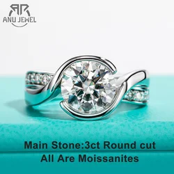 AnuJewel 3ct D Color Moissanites Engagement Rings 18K Gold Plated With Cer Wedding Band Ring For Women Gifts Jewelry Wholesale