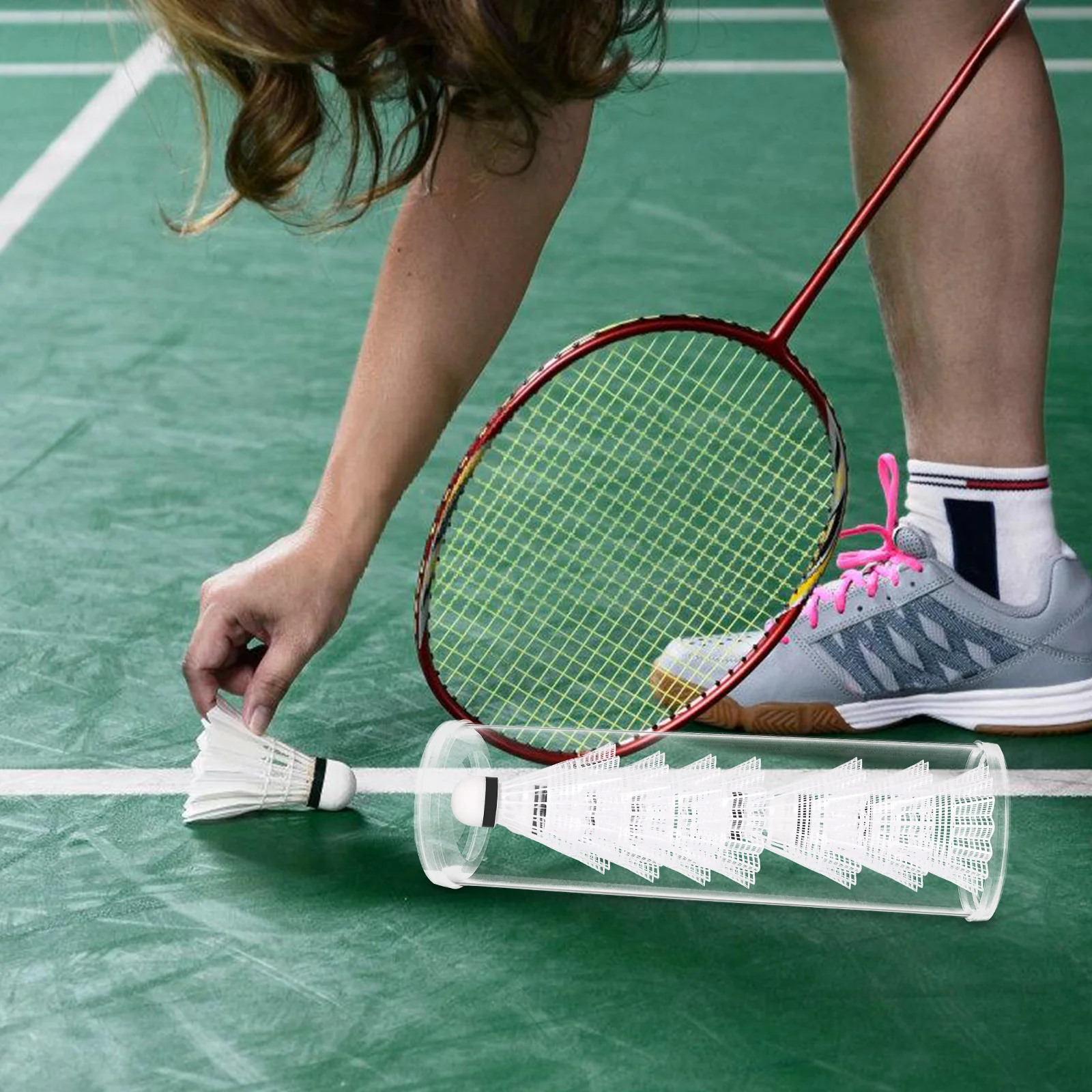 

Transparent Badminton Shuttlecocks Tube Automatic Ball-out Bucket Large Capacity Storage Training Tool Accessories
