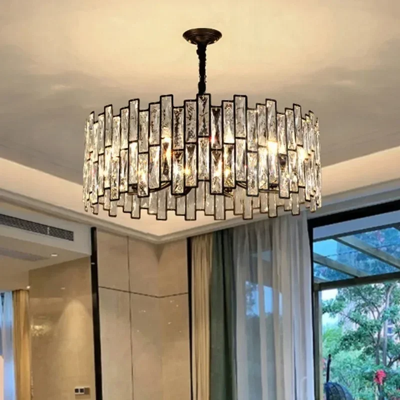 

American modern luxury crystal chandelier grand creative living room kitchen island chandelier LED lamp indoor lighting fixture