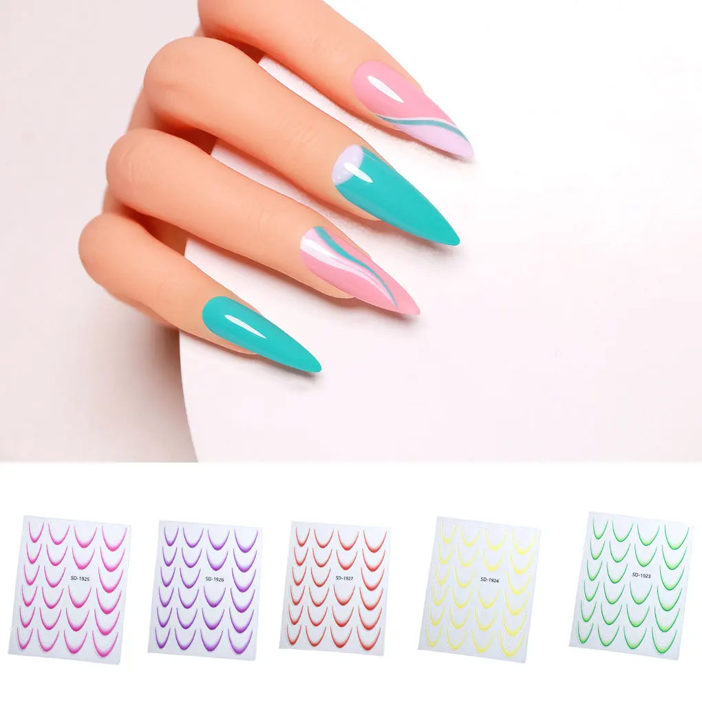 9pack/lot Self-adhesive Nail Stickers For Elegant French Nails Creating And Cool Nail