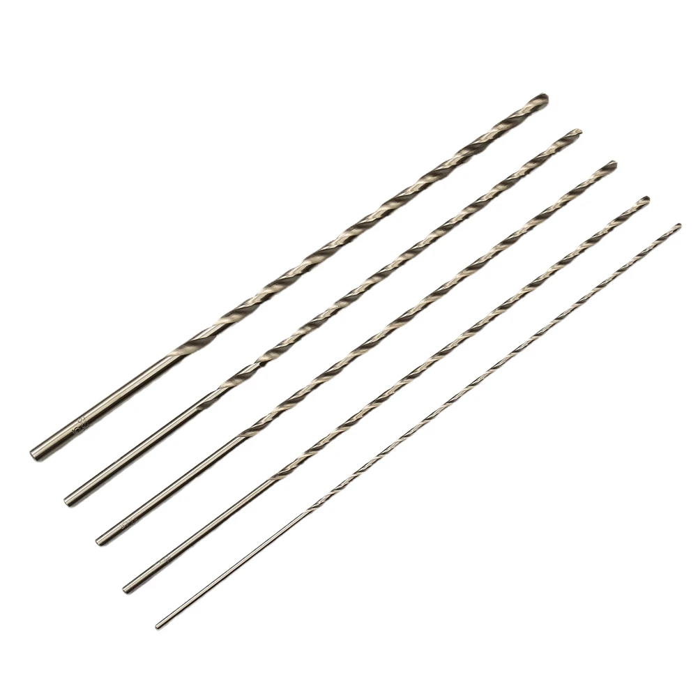 Conjunto de brocas hss extra longas, 5 peças para perfuração de metal, 200mm de comprimento, design canelado duplo para remoção eficiente de viros