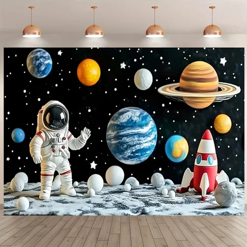 Imagen 2 del producto Fondo de astronauta, universo, tierra, espacio, planeta, cielo estrellado, nave espacial, fiesta de cumpleaños de bebé, fotografía de fondo, pancarta Photozone