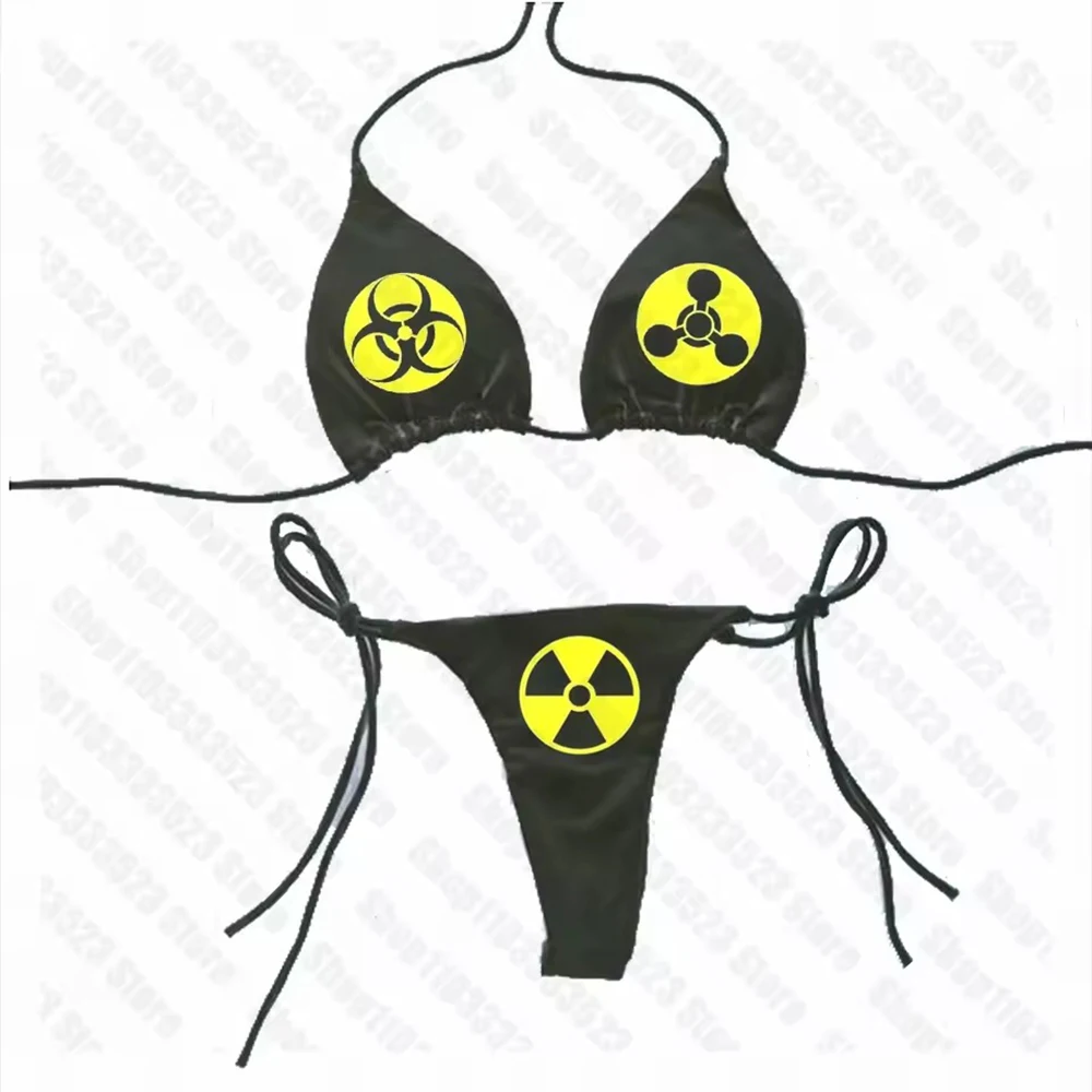 Conjunto de Bikini con estampado Harajuku Kawaii, conjunto de Bikini con gráficos góticos Vintage, conjunto de Bikini Sexy estético Y2k para mujer, conjunto de Bikini E-Girls de los años 90