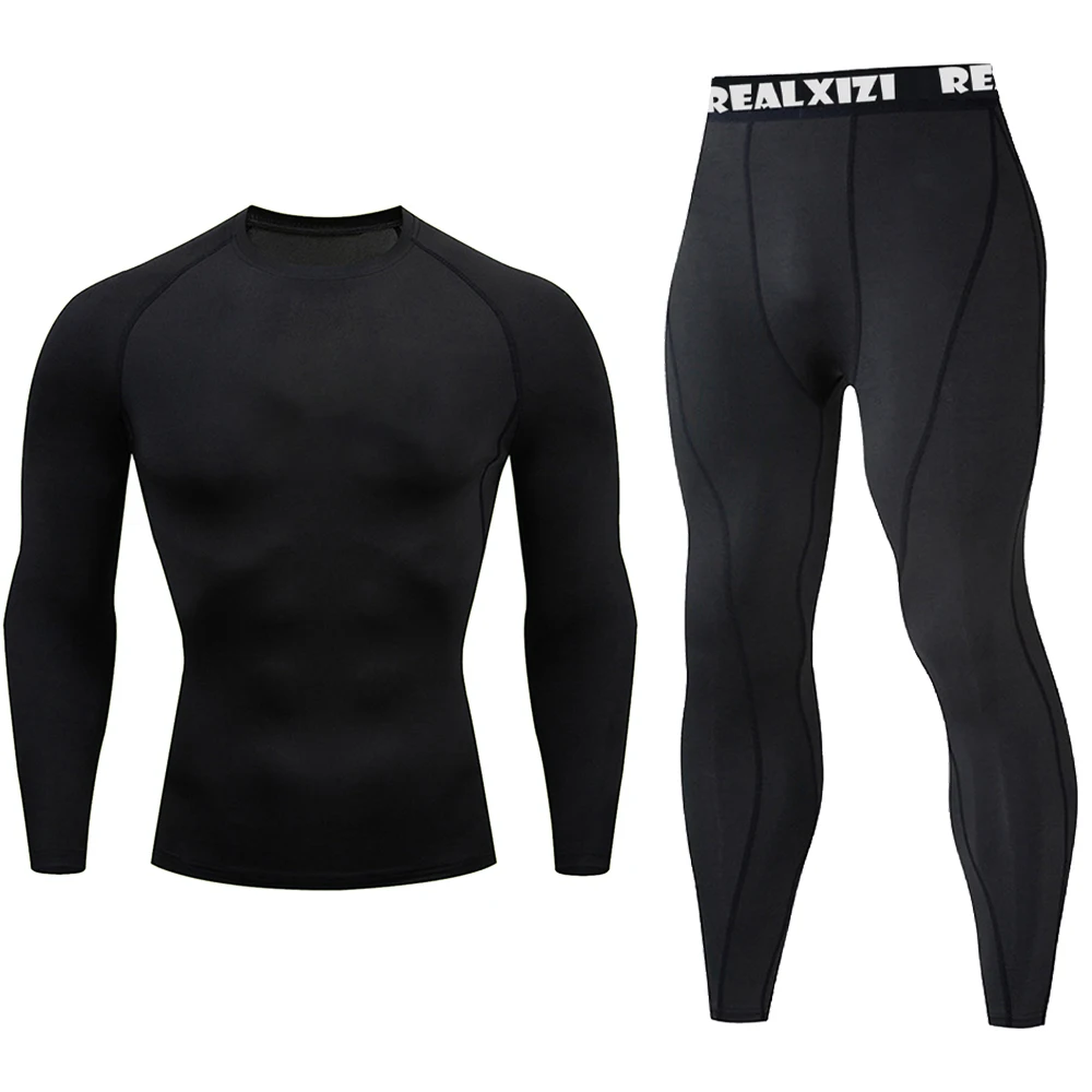 Men\'s Boxing Set Compression Long Sleeves Trousers Sets Rash Guard Running Training Athletic Fitness Quick Dry Two Piece Set