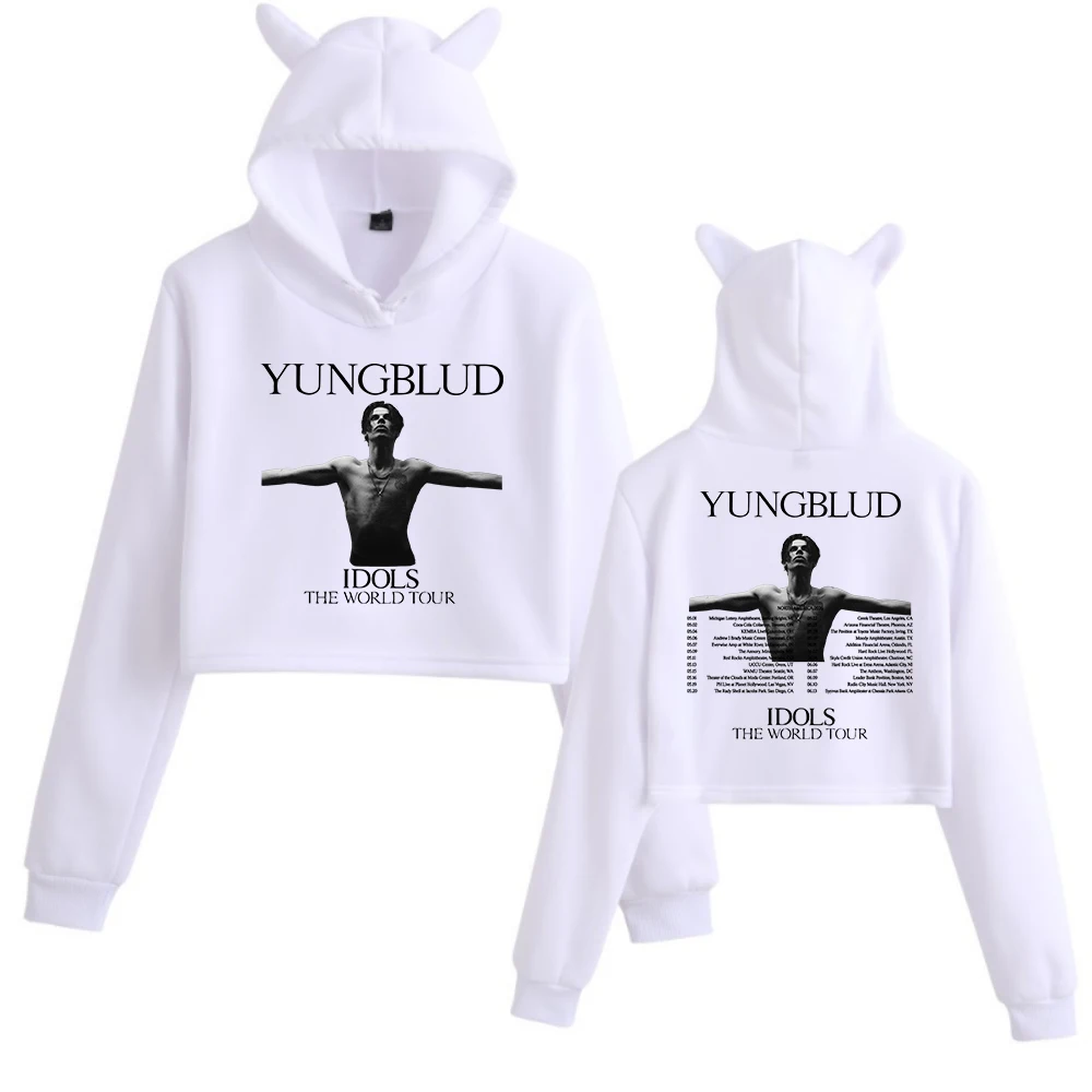 Yungblud Idols the World Tour 2026 Cat Ears Sweatshirt Crop Tops Long Sleeve Girls Fashion Hoodie