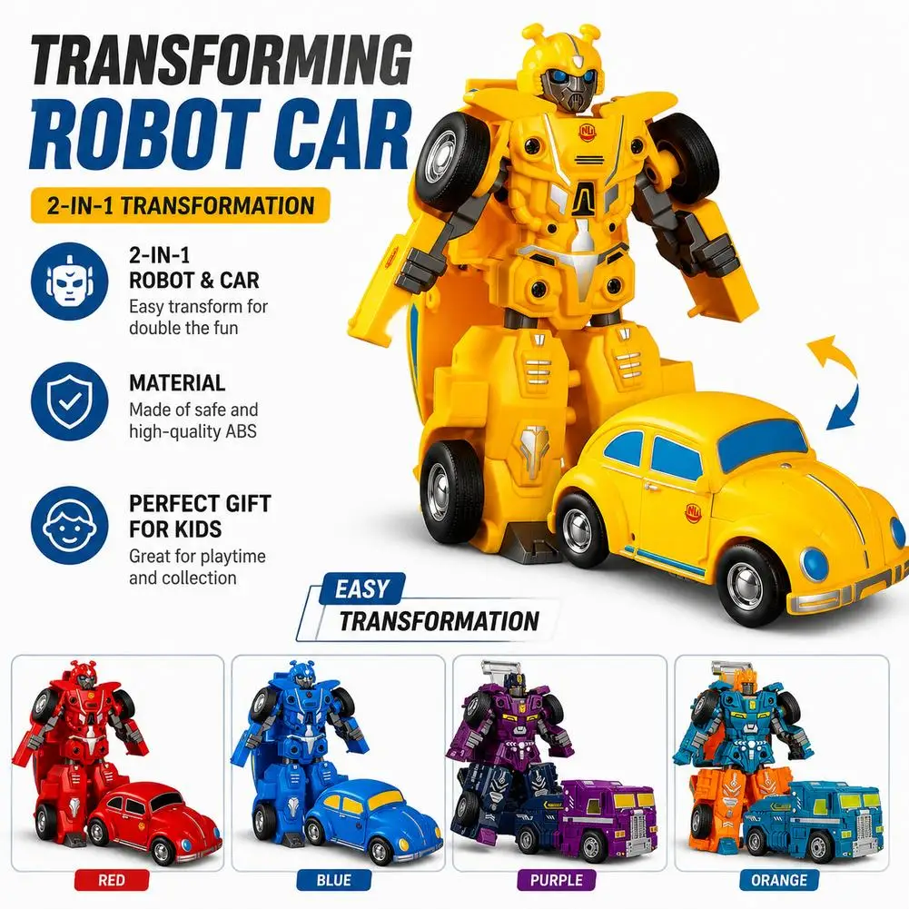 Transforming Robot Car Toys 2 in 1 Deformation Vehicle Model Action Figures ABS Inertia Toys for Boys Gift