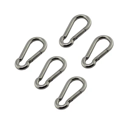 5 Pieces Carabiner Hook Marine Stainless Steel 50mm 60mm 70mm 80mm Length Large Heavy Duty Stainles Carabiner