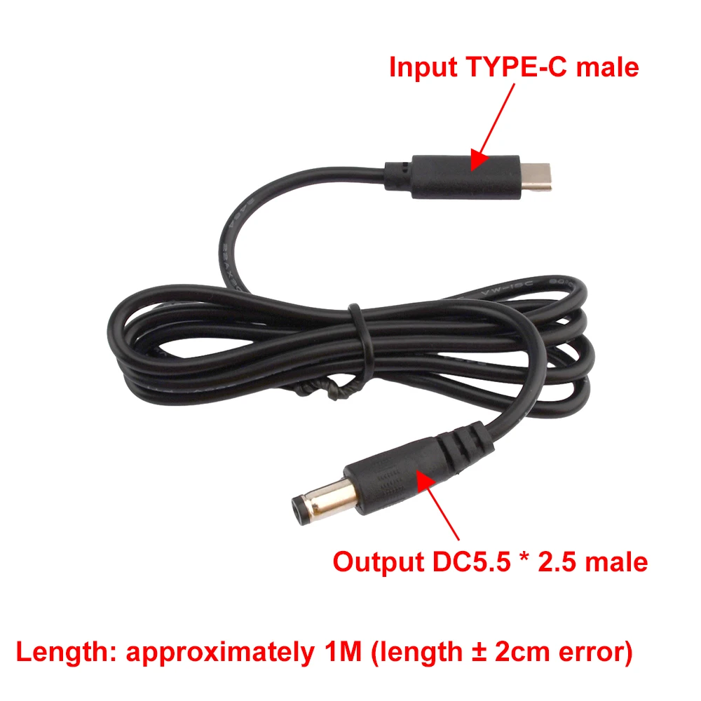 PD/QC 3.0/2.0 FCP/AFC Power Adapter Type-c to DC 5.5x2.5 male 12V 3A Multi-protocol USB Converter Adapter Router Cable Plug