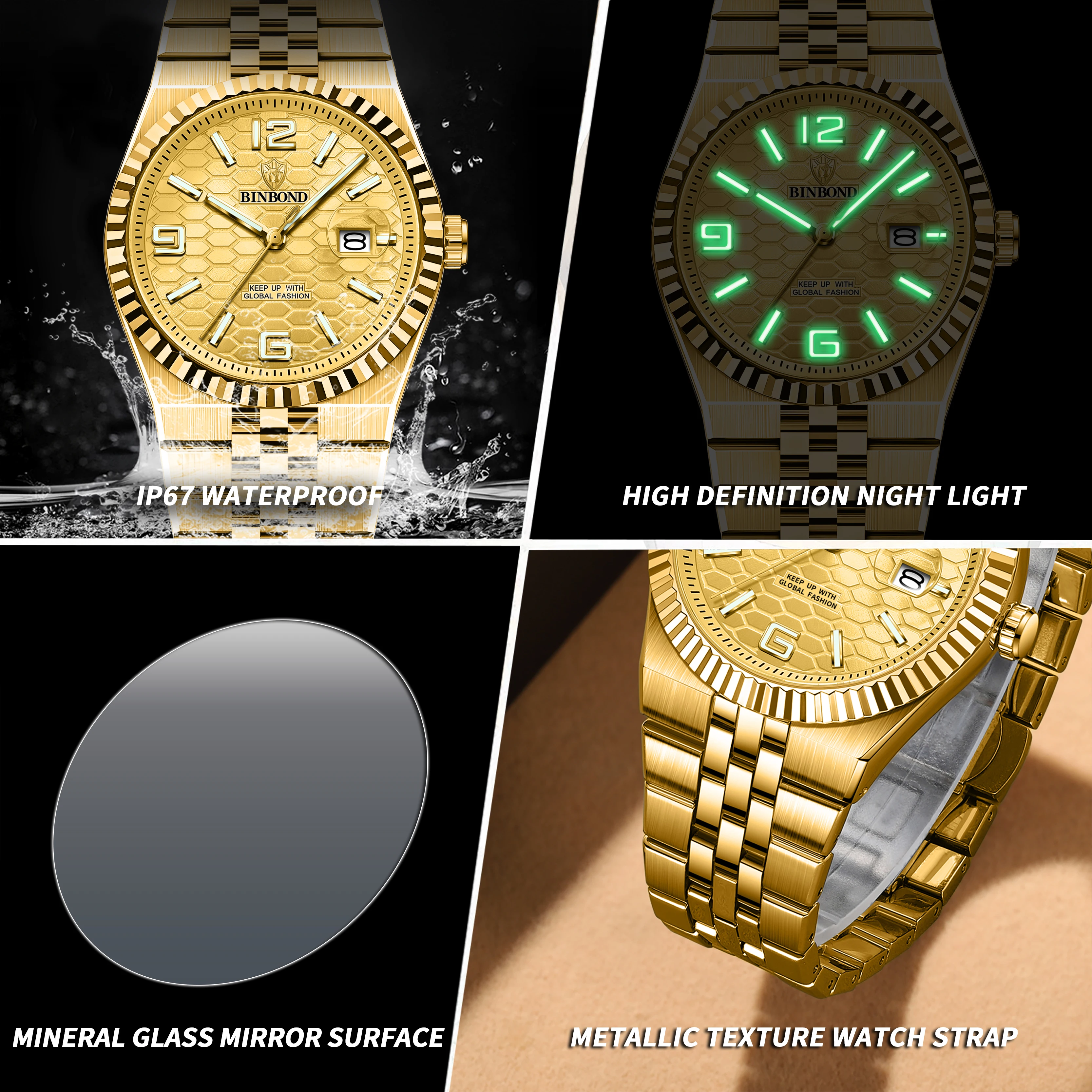 2025 New Luxury Original Sport Wrist Gold Watch For Men Quartz Steel Waterproof Dual Display Military Watches Relogio Masculino