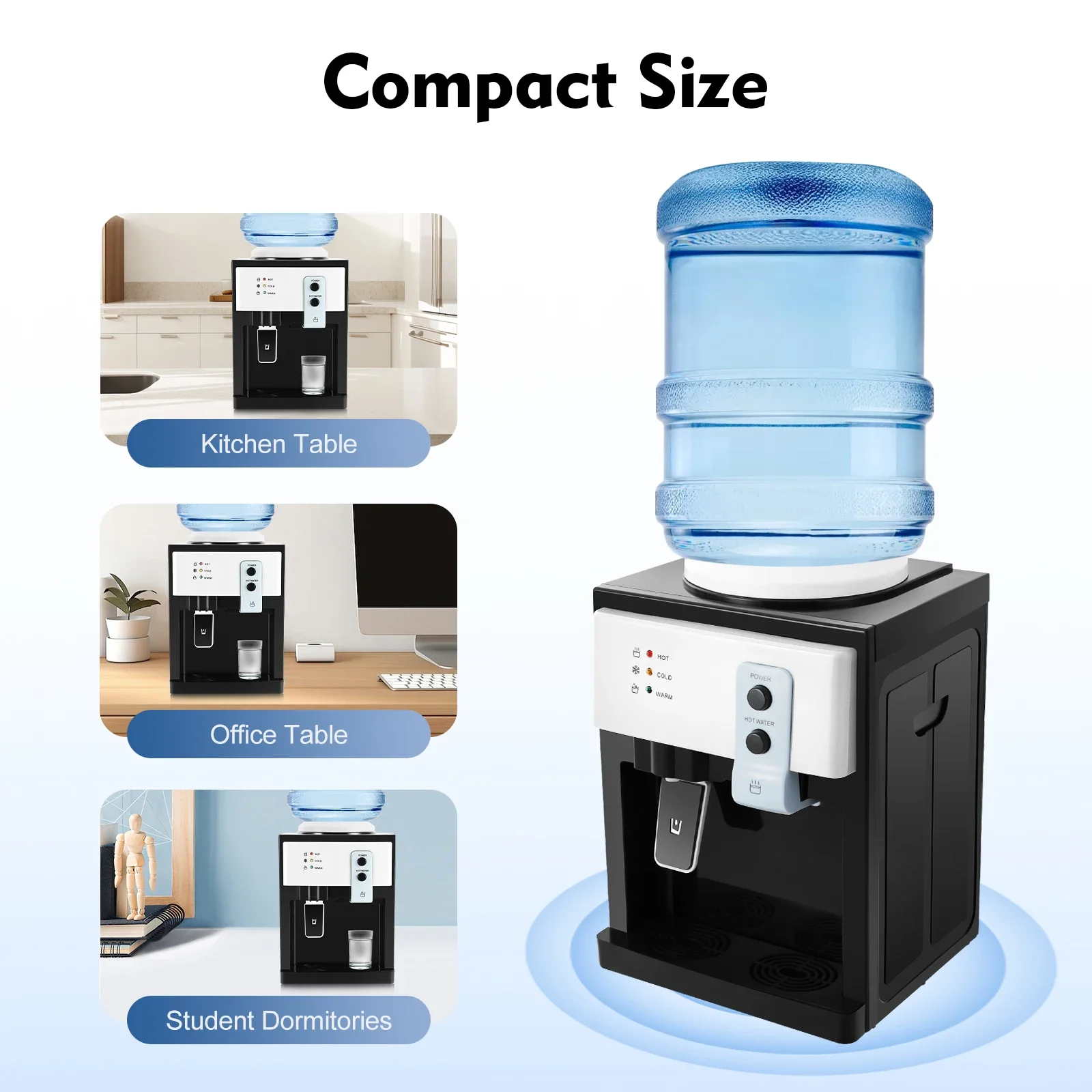 

Freestanding Water Cooler Home Office White Hot/Cold Water Dispenser HS-09 for 4.5-18.9L Water Bottles or Filter Bottles