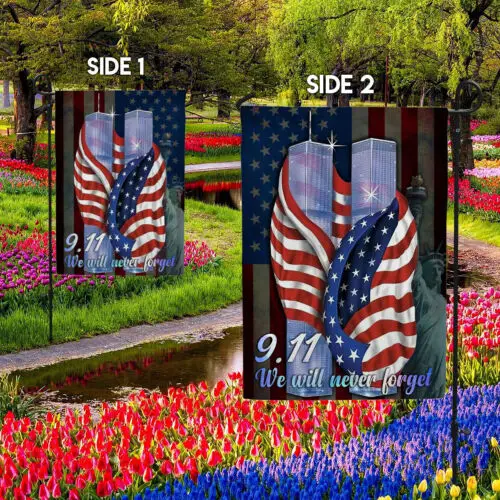 911 We Will Never Forget Twin Towers America Decorative Garden Flag