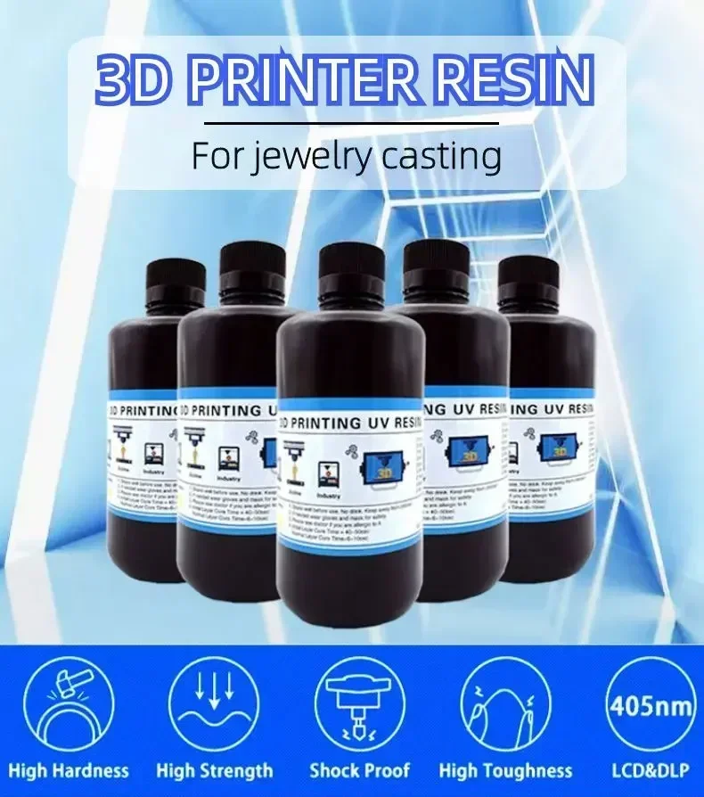 High Wax Black Color Castable Resins LCD DLP 405nm 3D Printer Resins for Jewelry Casting Molds