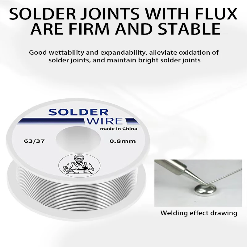 0.6 0.8 1.0 1.2 1.8MM100G Electrolytic Solder Wire High Purity Rosin Core Solder Wire Coil Flux 2.0% Tin BGA Welding Repair Tool