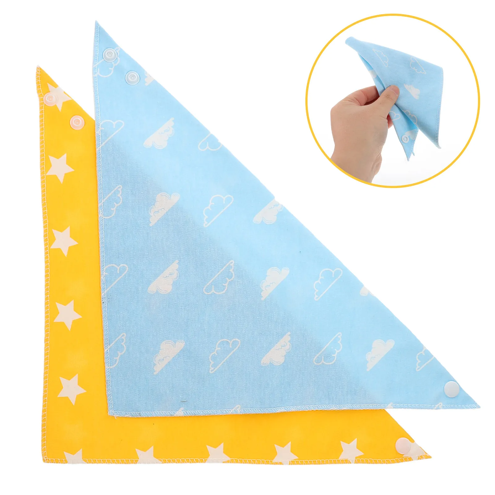 

2Pcs Baby Bandana Bibs Cotton Soft Breathable Double Layer Adjustable Snap Closure Feeding Drool Teething Bibs Unisex Infant