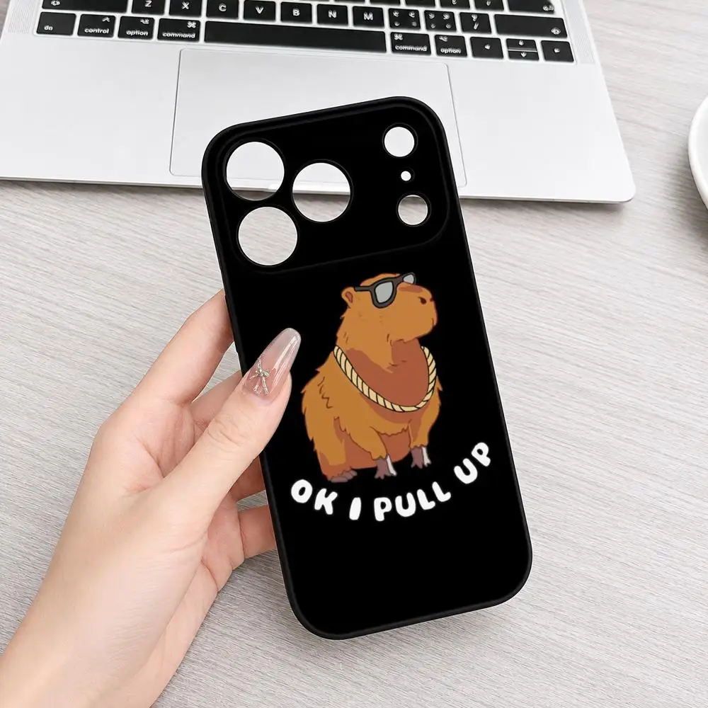 Niedliche Cartoon-Capybara-Handyhülle für iPhone 18 Air 17 16 15 Plus 13 12 11 Pro Max 16e Stoßfeste HD-Klare Rückseite