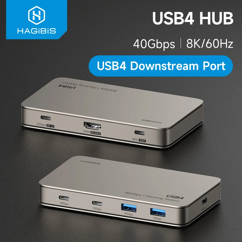 Hagibis USB4 Docking Station USB C Triple Display Hub Compatible with Thunderbolt 4/5 40Gbps 8K Dock for Macbook Pro Air Laptops