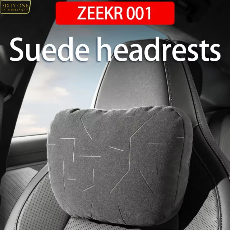 

For 21-25 ZEEKR 001 Car Headrest Seat Neck Pillow Seat Pillow Suede Blue Special Auto Accessories