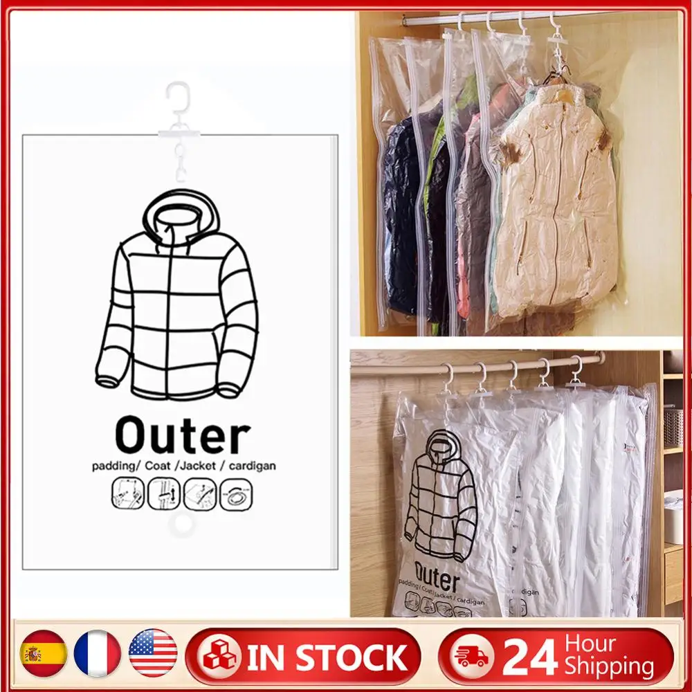 

6Pcs Hanging Compressible Storage Bag Reusable Clothes Compression Storage Bag Space Saving for Clothes Down Overcoat
