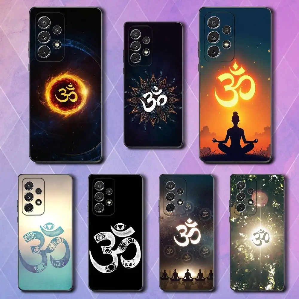 

India A-Aum O-Om Yoga Phone Case For Samsung S25,S24,S23,S22,S21,S20,S10,Ultra,Plus,Lite,FE,Soft Silicone Black Cover