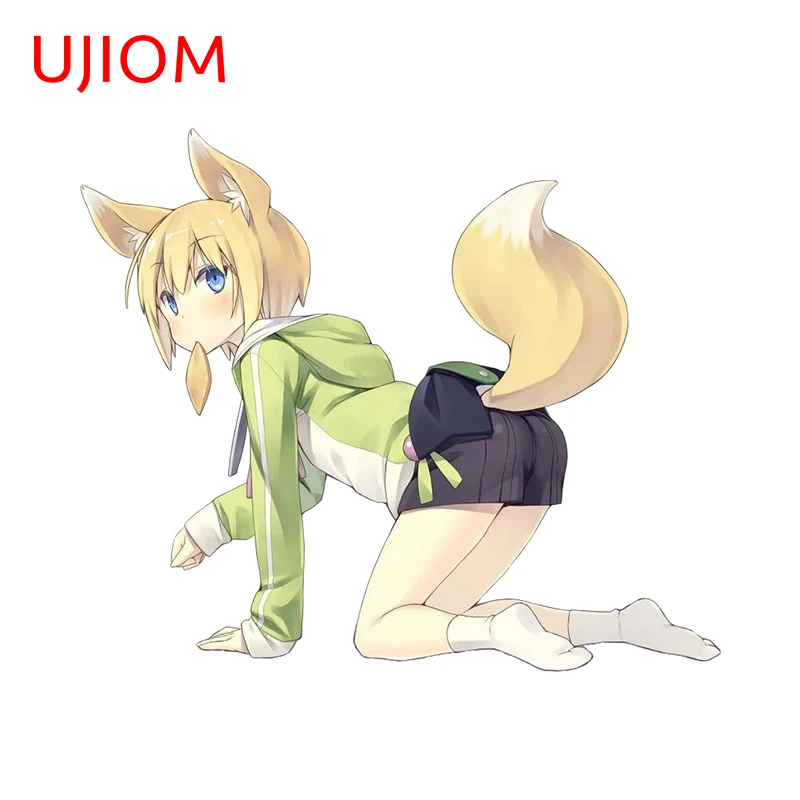 UJIOM 13cm X 11cm Chibi Furry Slap Ass Absorbing Anime Girl Creative Wall Stickers Wardrobe Decal Personality Kitchen Wallpapers